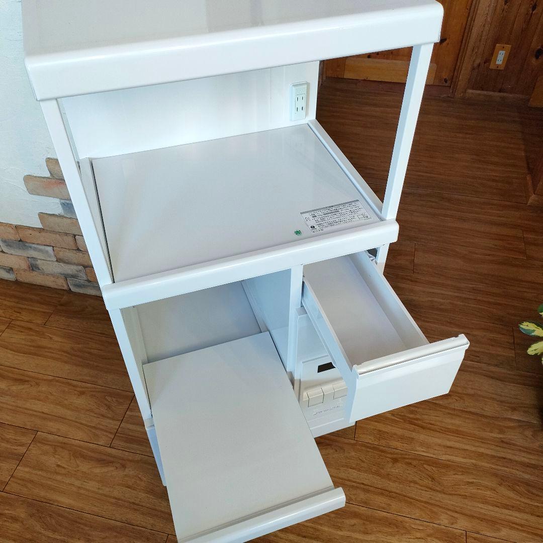 美品 MK精工 米びつ付きレンジ台 SK-11757 ホワイト 米びつ エムケー