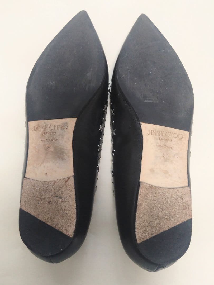 【Jimmy Choo】スタースタッズ フラットシューズ ブラック 38＊箱付き