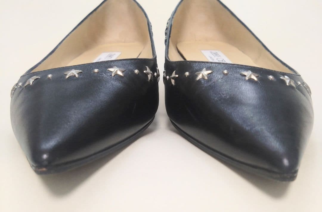 【Jimmy Choo】スタースタッズ フラットシューズ ブラック 38＊箱付き