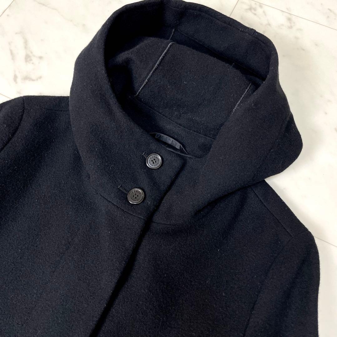 【美品】マッキントッシュロンドン ソフトウールモッサフーデットコート M 黒