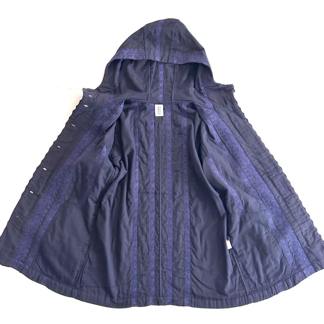 み*マ様 希少 HaaT イッセイミヤケ コットン刺繍コート 紺 ネイビー 綿