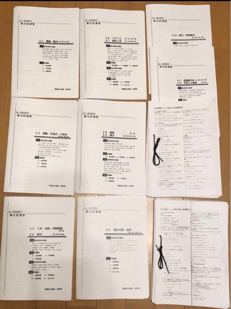 鉄緑会　高3 理系　数学　単元別演習　問題・解答解説フル　鶴田先生の手書解答付