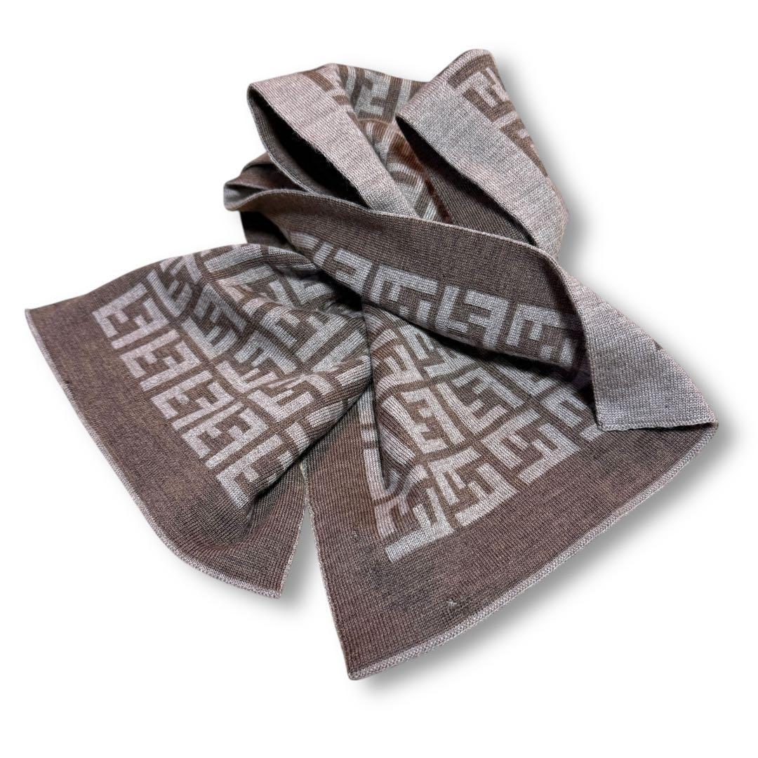 FENDI フェンディ マフラー ストール ズッカ柄 ウール リバーシブル
