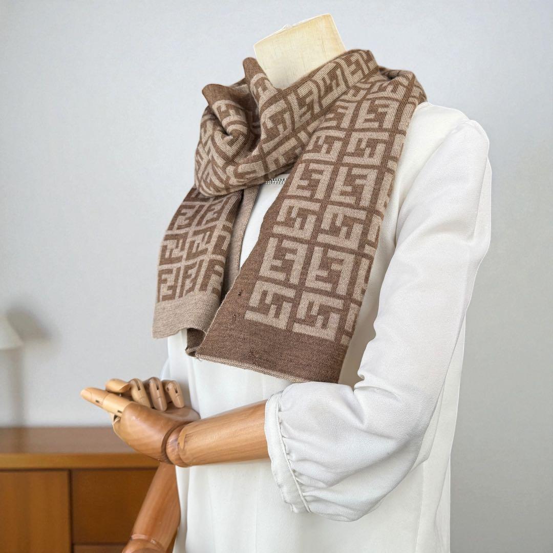 FENDI フェンディ マフラー ストール ズッカ柄 ウール リバーシブル