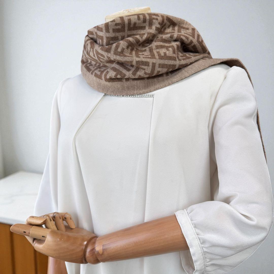 FENDI フェンディ マフラー ストール ズッカ柄 ウール リバーシブル