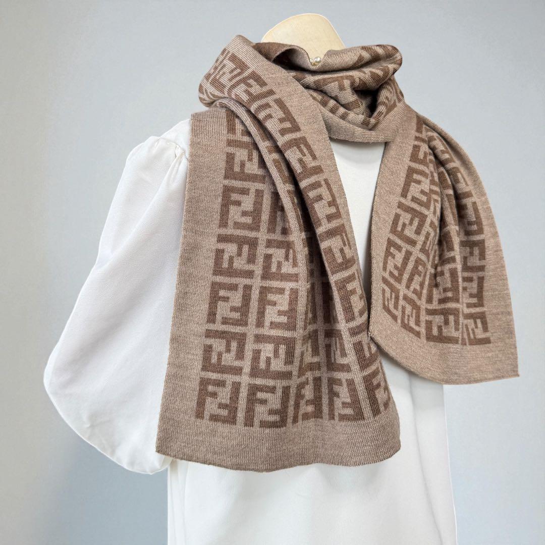FENDI フェンディ マフラー ストール ズッカ柄 ウール リバーシブル