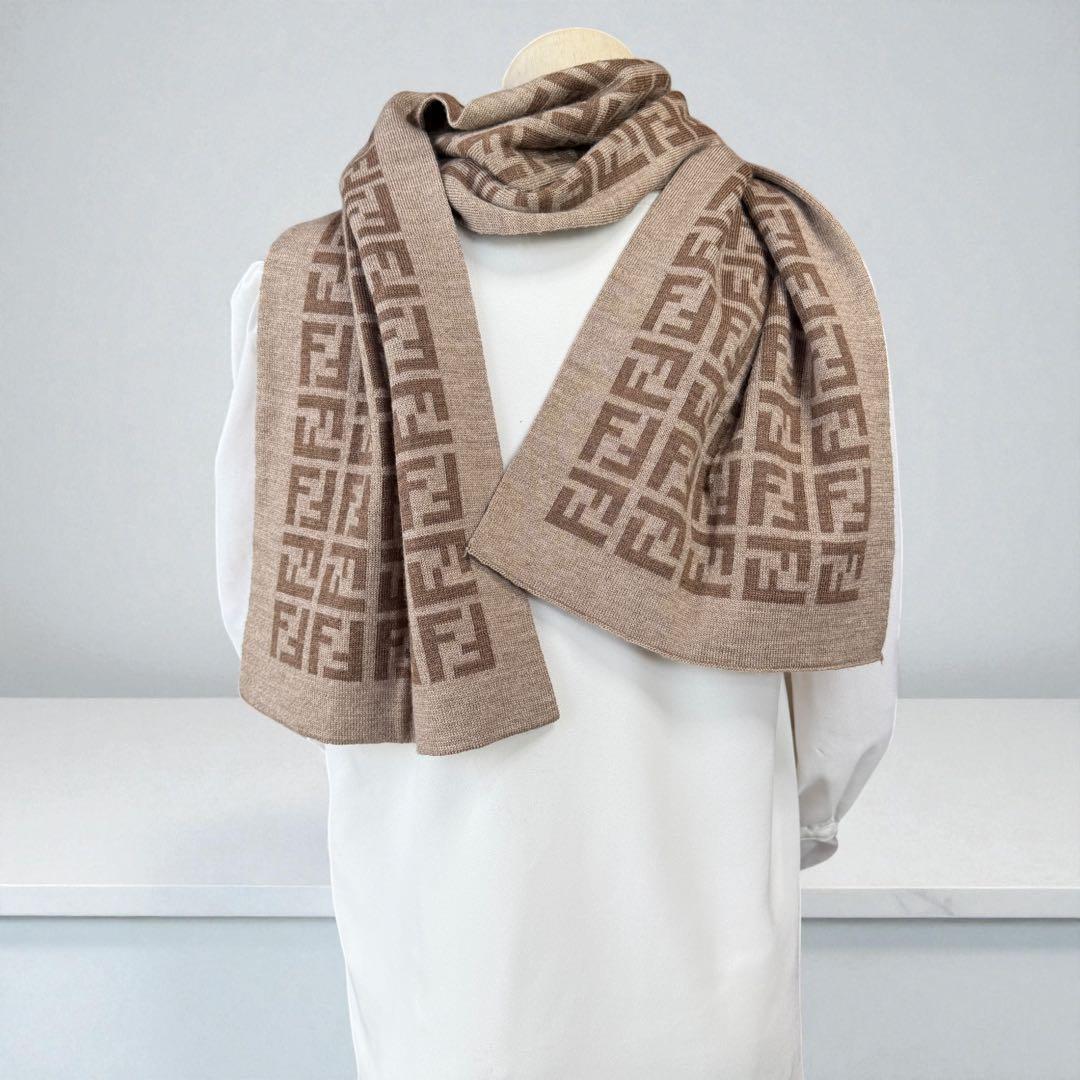 FENDI フェンディ マフラー ストール ズッカ柄 ウール リバーシブル