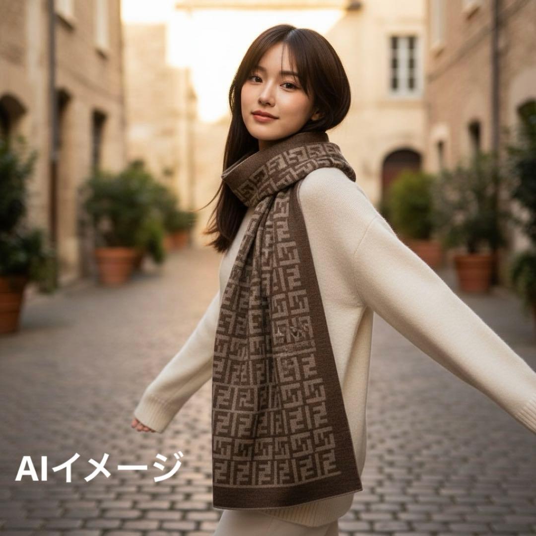 FENDI フェンディ マフラー ストール ズッカ柄 ウール リバーシブル