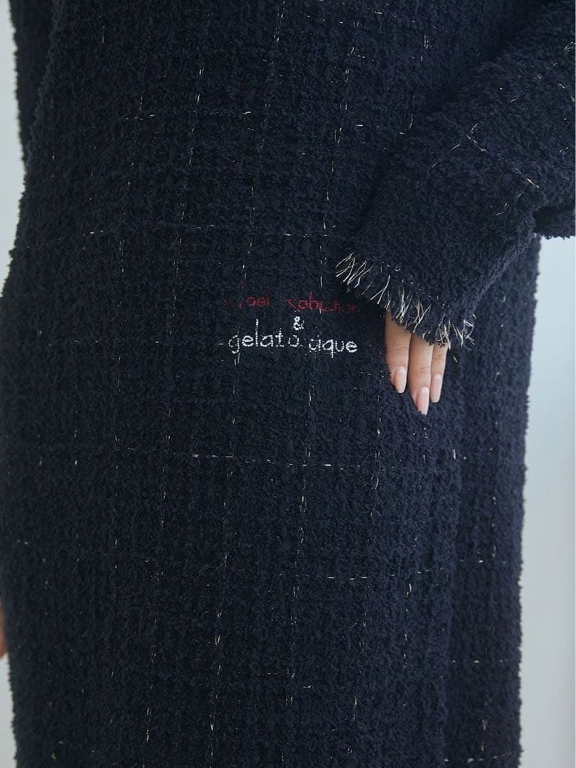 ジェラートピケJOEL ROBUCHONツイードモコVネックワンピース値段交渉可