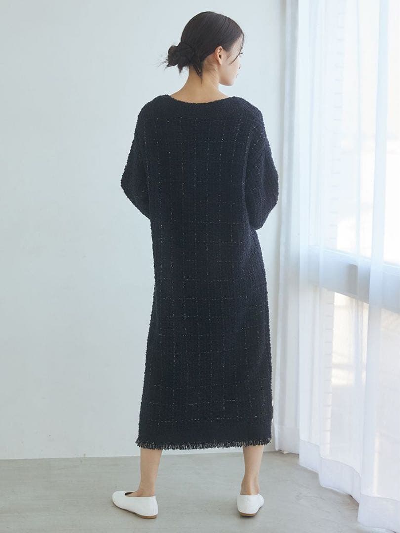 ジェラートピケJOEL ROBUCHONツイードモコVネックワンピース値段交渉可