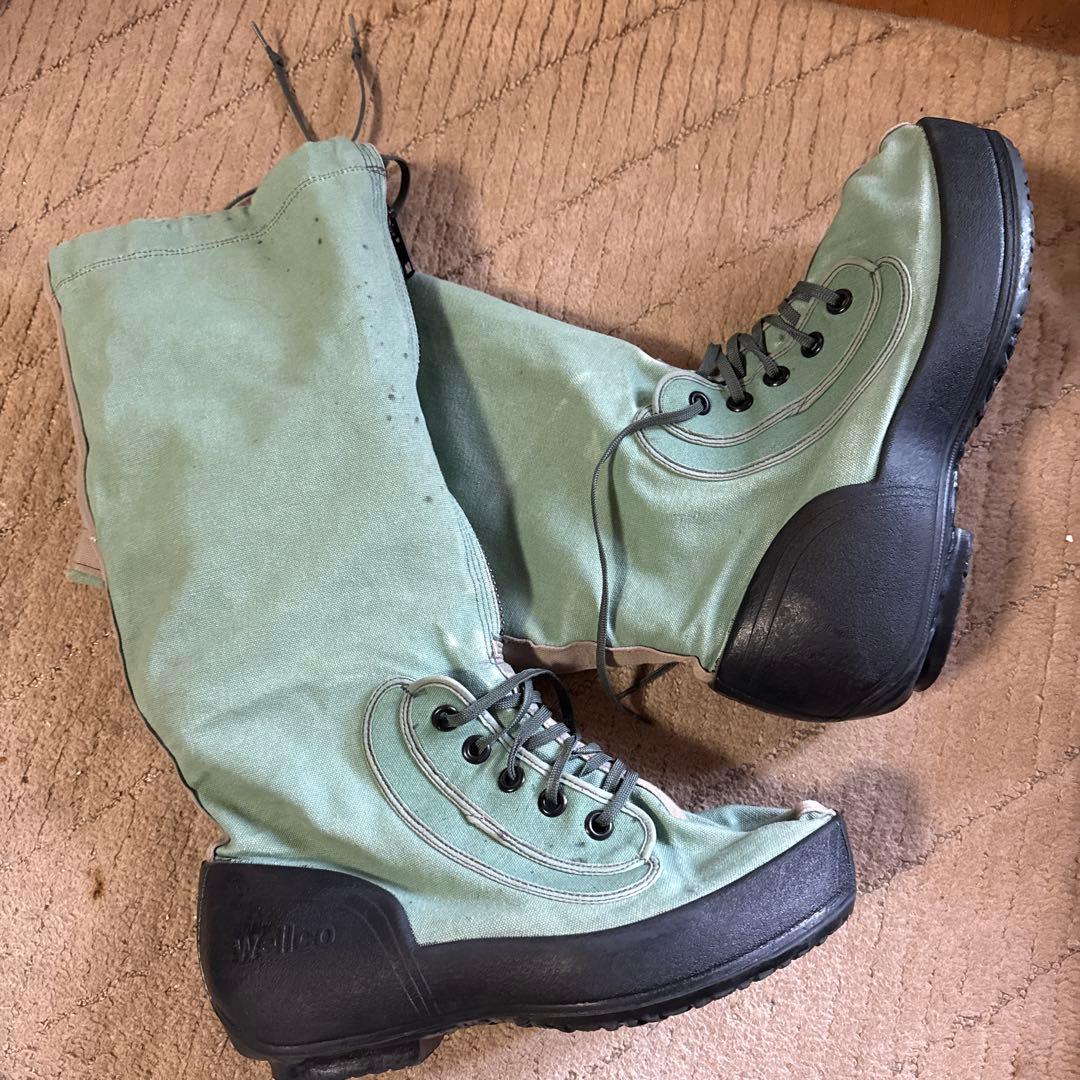 ミリタリーブーツ 緑色 キャンバス製