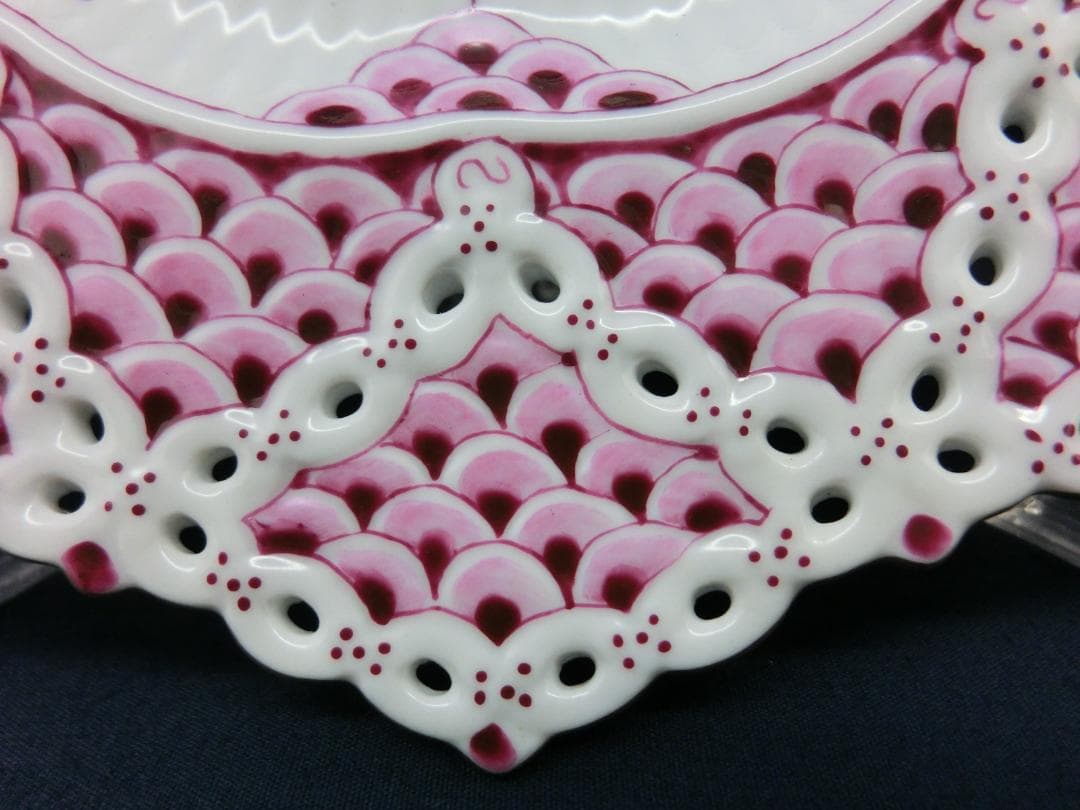 ☆ロイヤルコペンハーゲン☆バーガンディダブルレース21ｃｍ