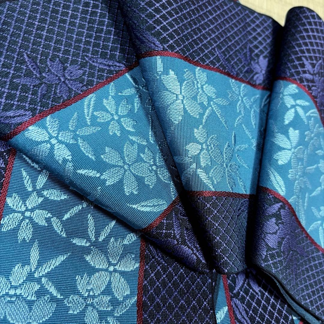 専用ページ　証紙あり　正絹　本場筑前博多織　半幅帯《ブルー紫系　小花》