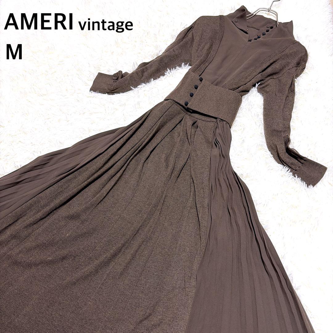 ワンピース Ameri vintage SIDE PLEATS KNIT DRESS M
