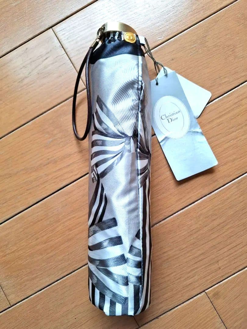 Christian Dior 折りたたみ傘 ストライプリボン新品未使用品
