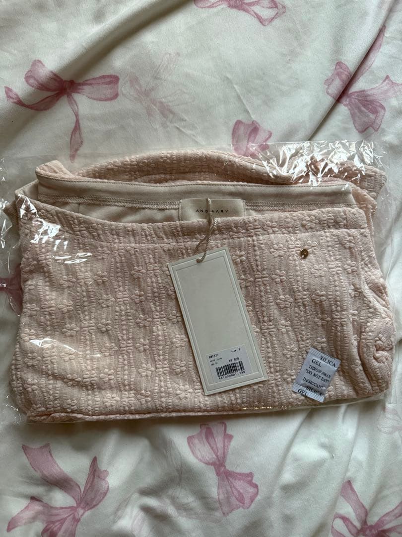Andmary Lace ribbon tops pink 店舗購入
