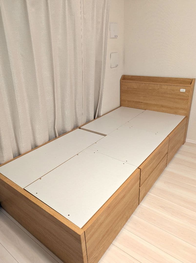 シングル収納付きベッドフレーム ライトブラウン　ジオチェスト