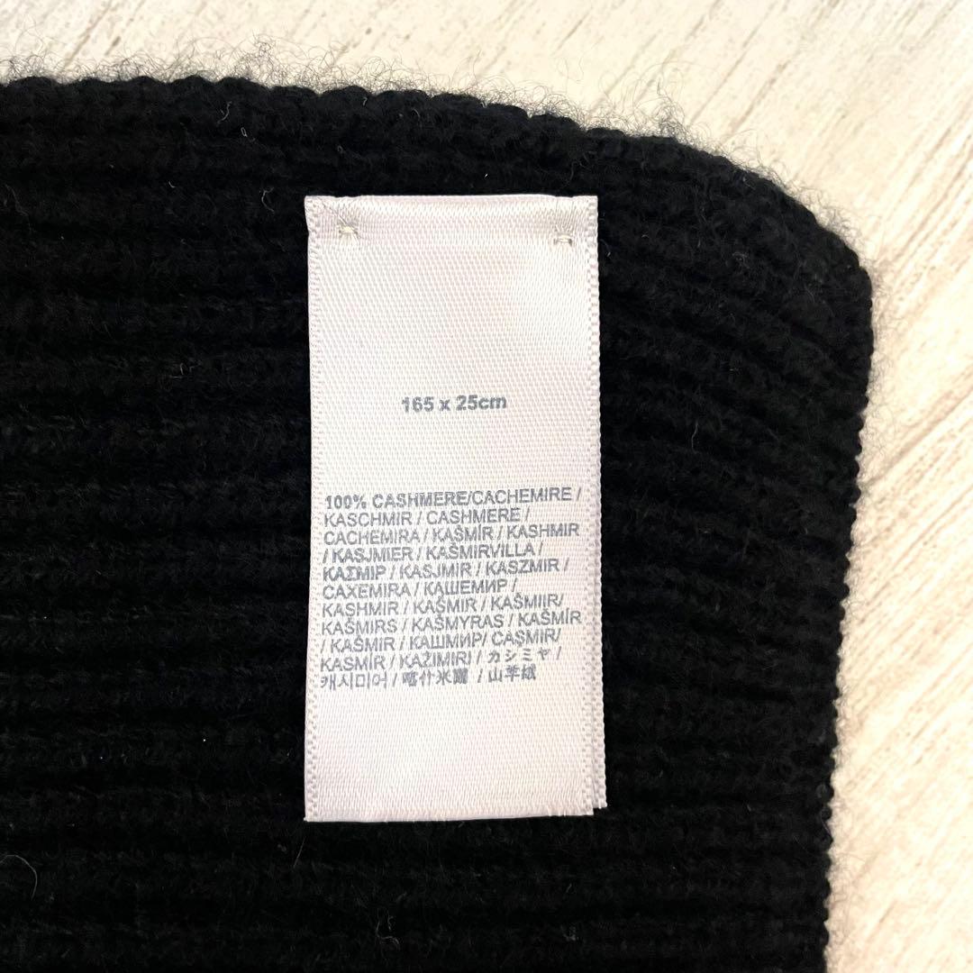 Johnstons of Elginカシミヤ リブマフラー　ブラック