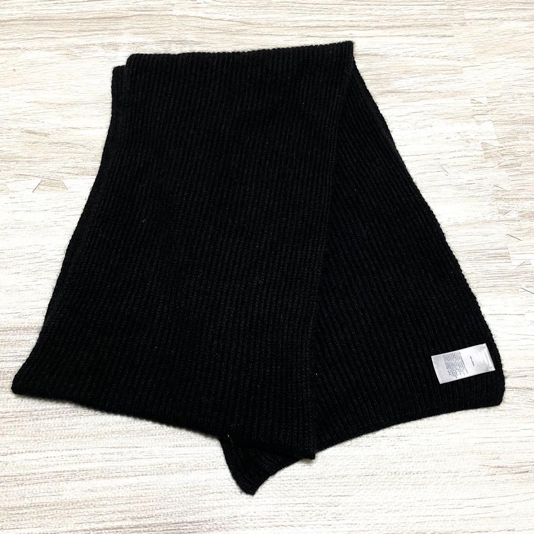 Johnstons of Elginカシミヤ リブマフラー　ブラック