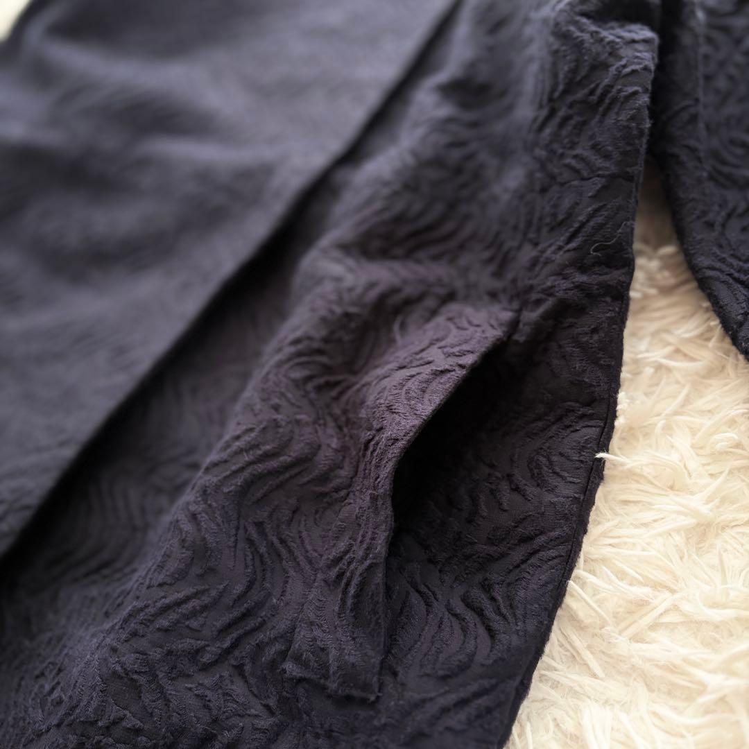 【希少✨】EPOCAエポカ ジャガードノーカラーコート ネイビー ゆったり40