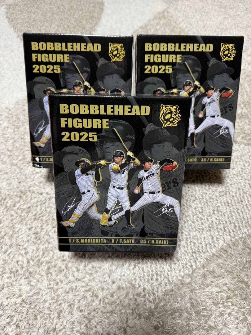 ボブルヘッドフィギュア 2025 3体セット　阪神タイガース　佐藤　森下　才木