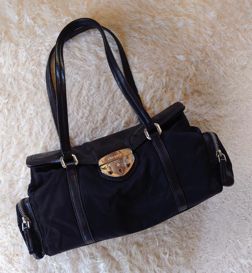 PRADA プラダ ショルダーバッグ ブラック ナイロン×レザー 美品