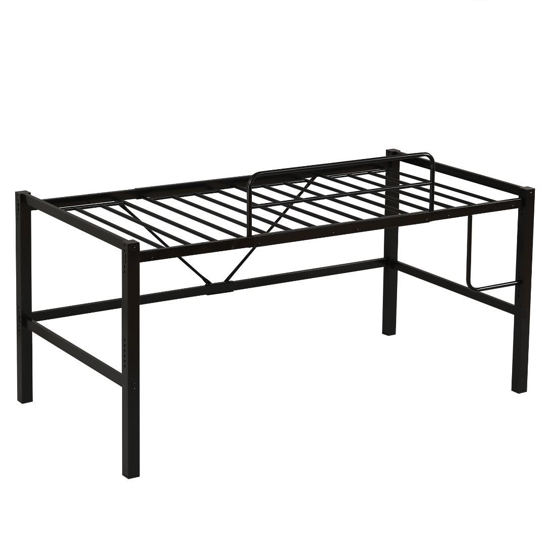 【ブラック】高さ90cmロフトベッド パイプベッド シングルベッド 高さ調整可能