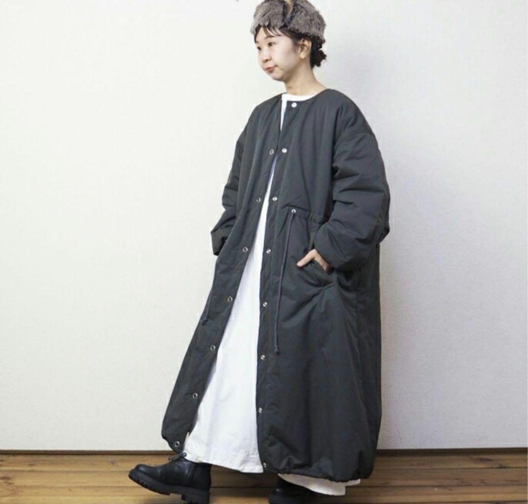 AUG オーグ オーバーロングガスコート 中綿コート　ノーカラー