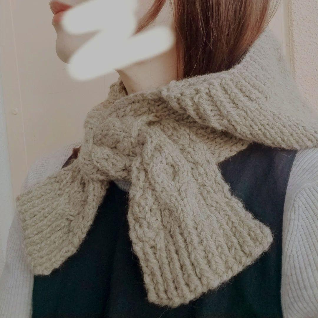 ■前にならえフード　バラクラバ　アラン模様　クリームカーキ