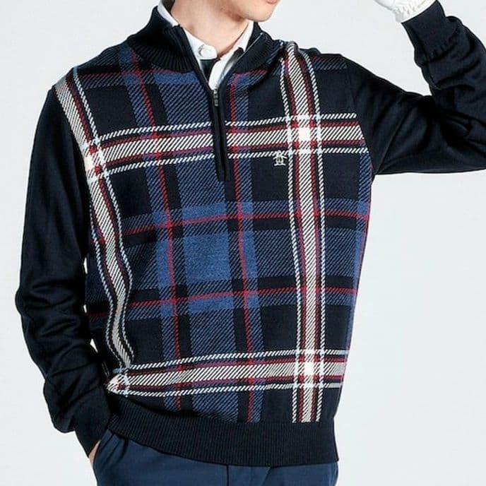 Munsingwear チェック柄ハーフジップセーター