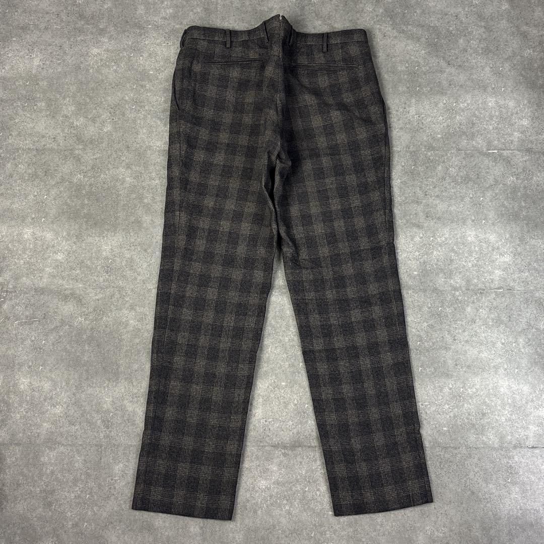 yasu INCOTEX グレー チェック ウール スラックス 秋冬用