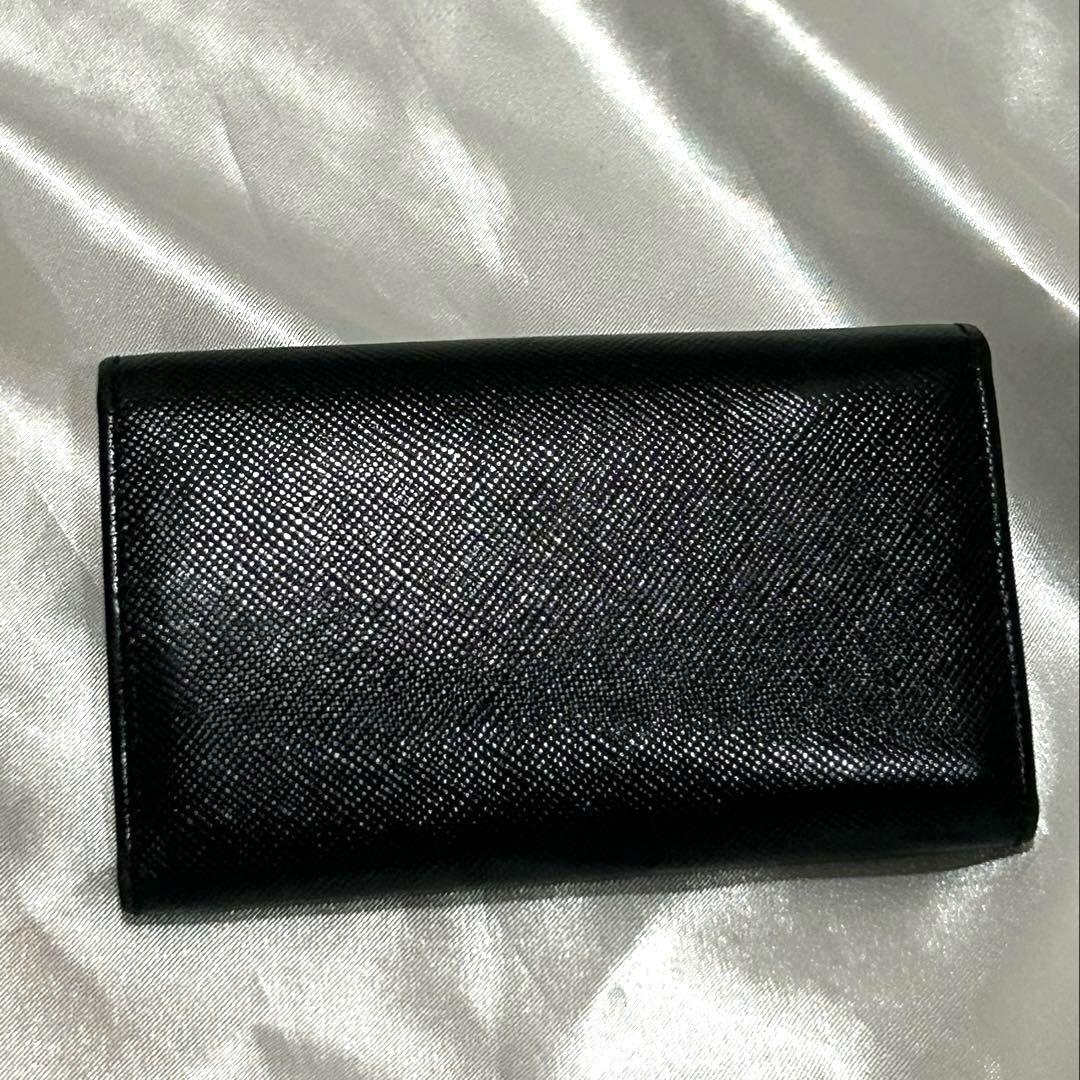 PRADA キーケース　サフィアーノレザー　ロゴ金具　リボン　黒　専用箱有り