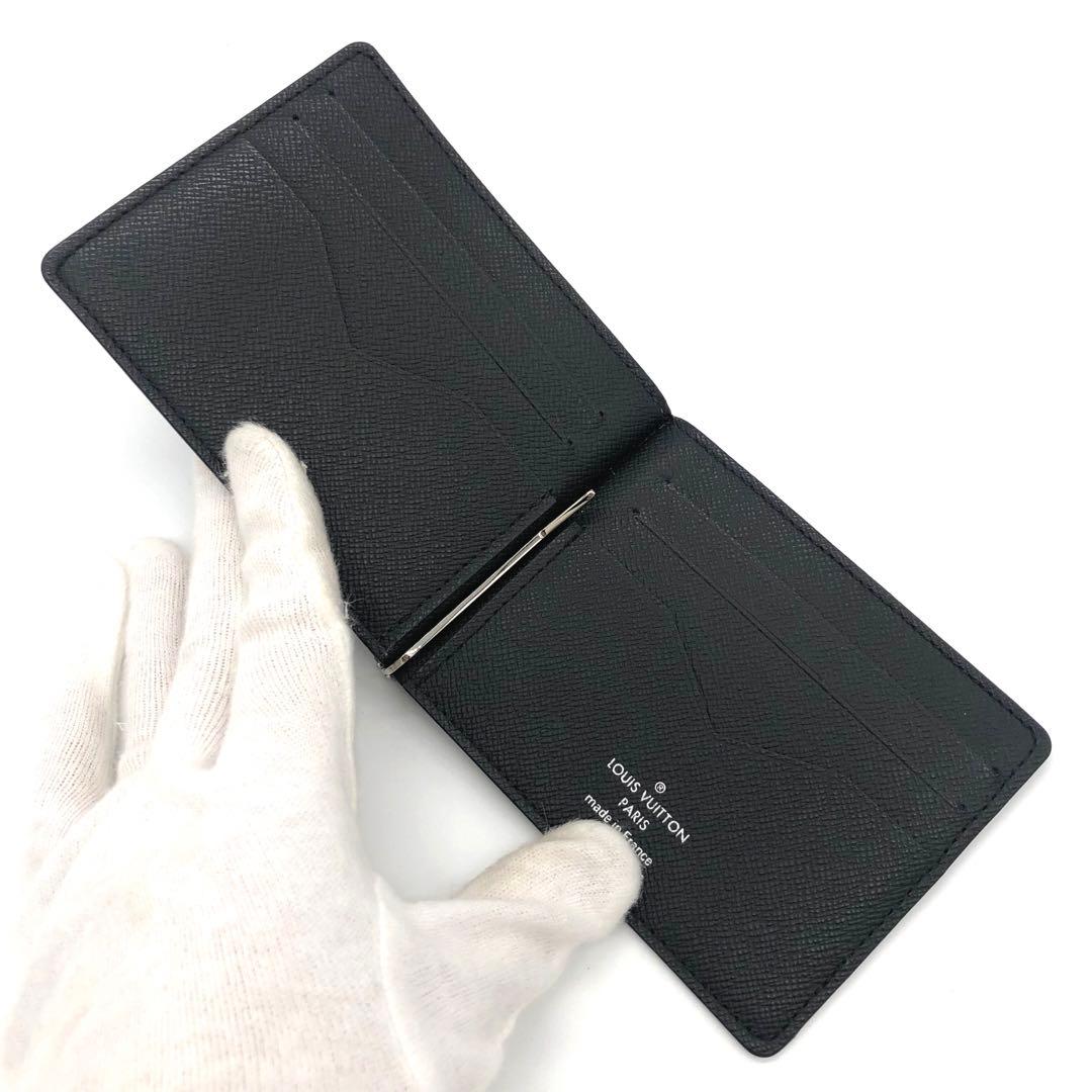 極美品✨ルイヴィトン タイガ　マネークリップ　レザー　折り財布 ブラック
