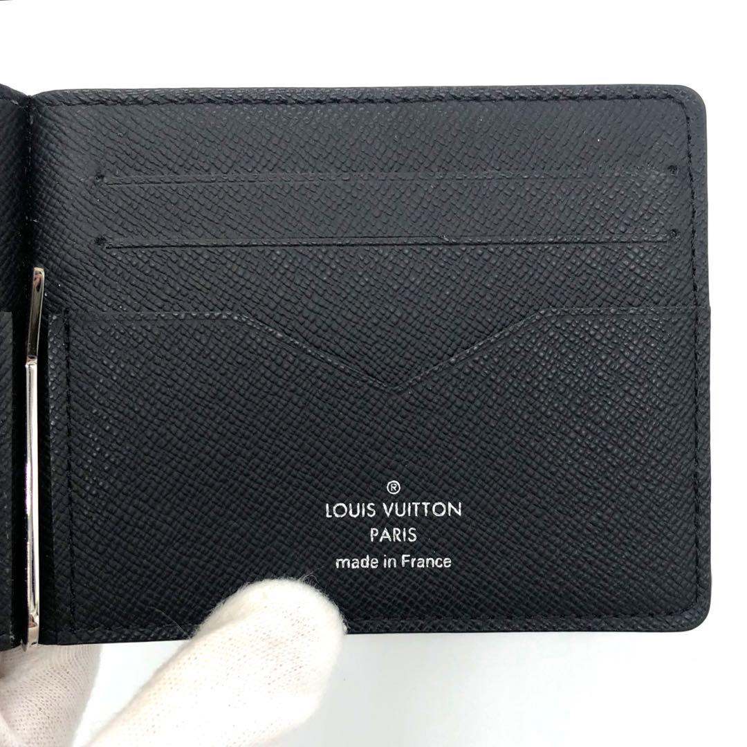 極美品✨ルイヴィトン タイガ　マネークリップ　レザー　折り財布 ブラック