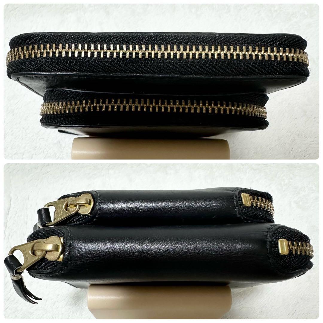 コムデギャルソン ウォレット アウトサイドポケット ラウンドファスナー 黒 本革