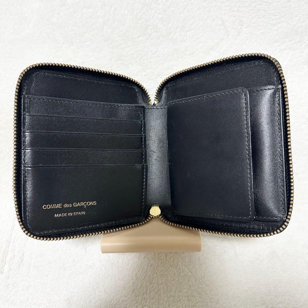 コムデギャルソン ウォレット アウトサイドポケット ラウンドファスナー 黒 本革