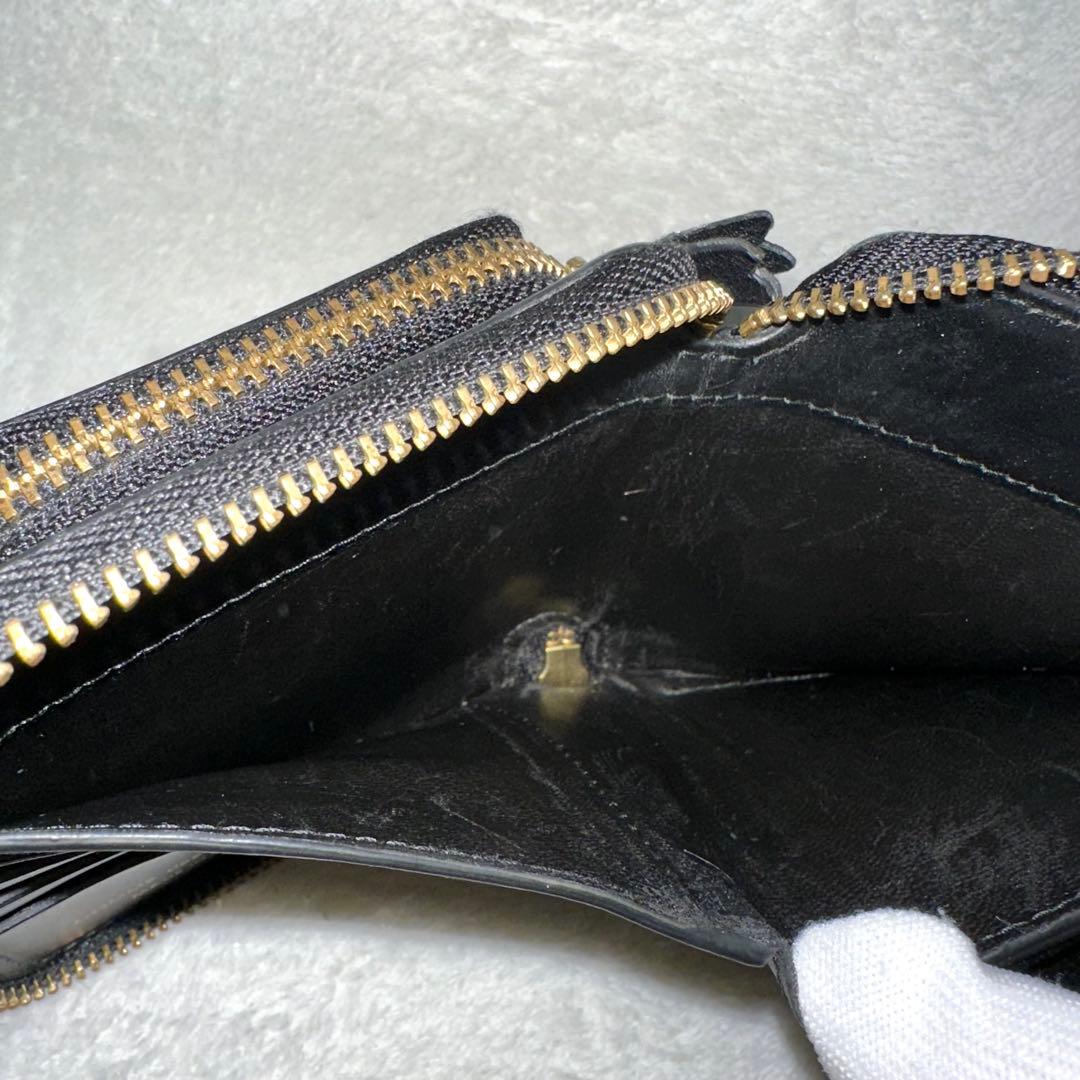 コムデギャルソン ウォレット アウトサイドポケット ラウンドファスナー 黒 本革