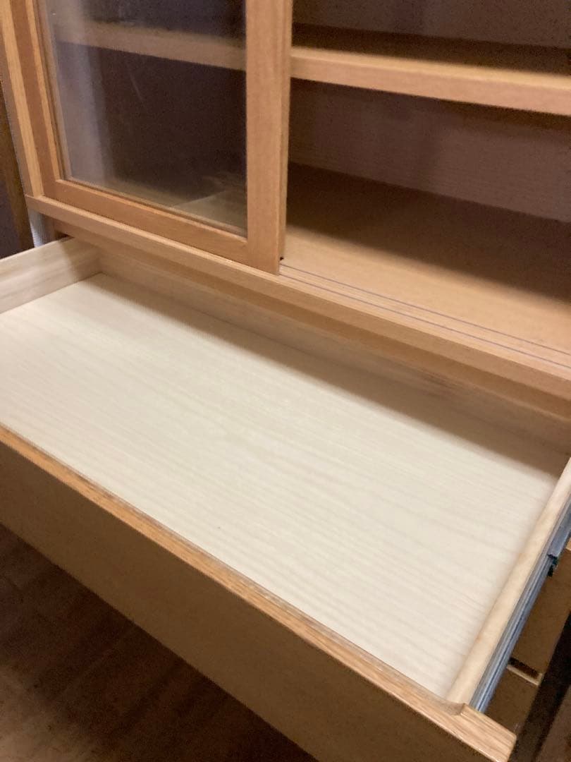 無印良品　オーク材　カップボード　キャビネット　木製　家具　食器棚　キッチン収納