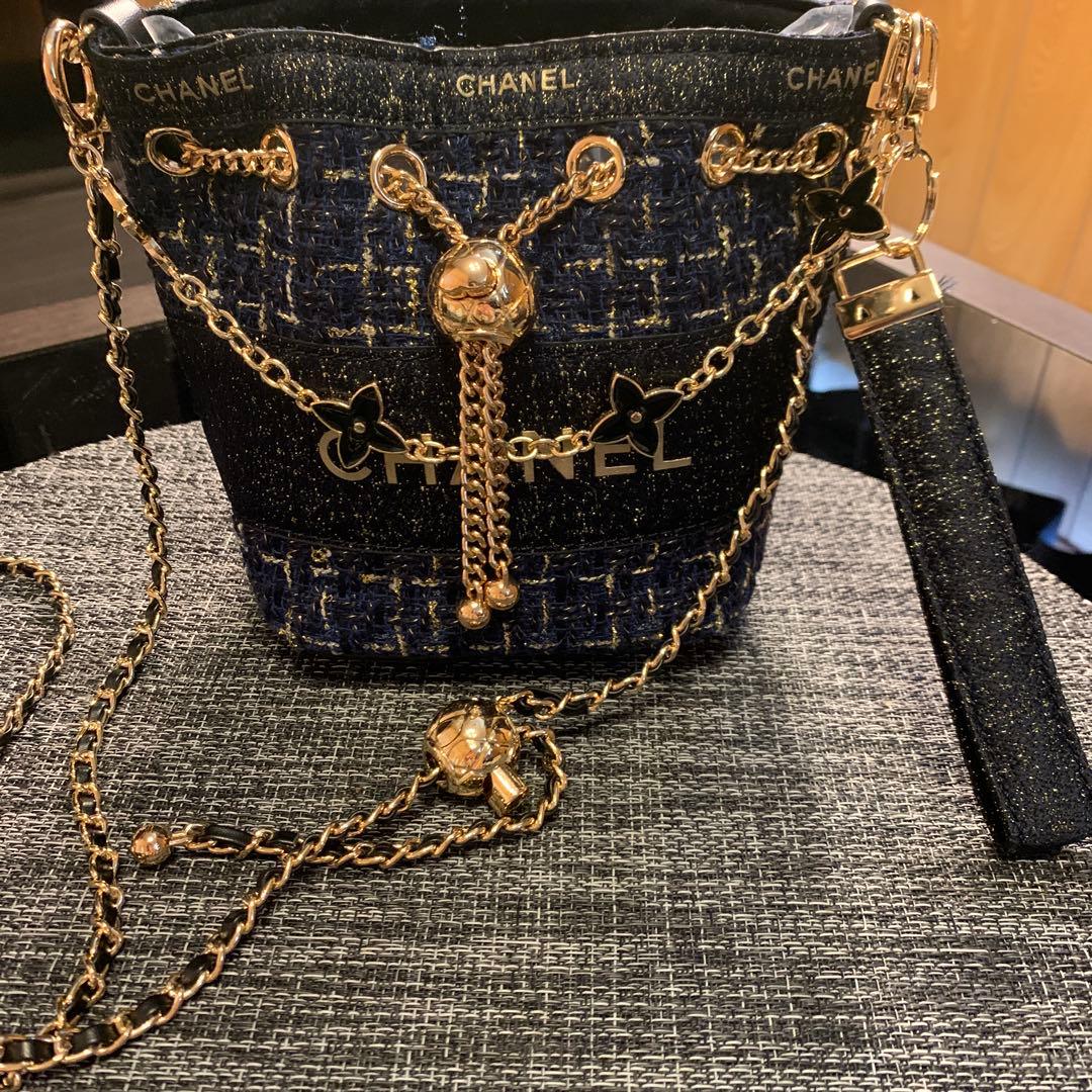 レア　非売品　CHANELノベルティ ツイードバケットバック　ネイビー
