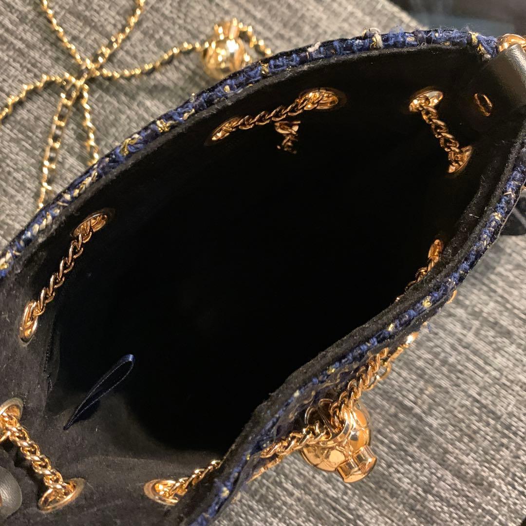 レア　非売品　CHANELノベルティ ツイードバケットバック　ネイビー