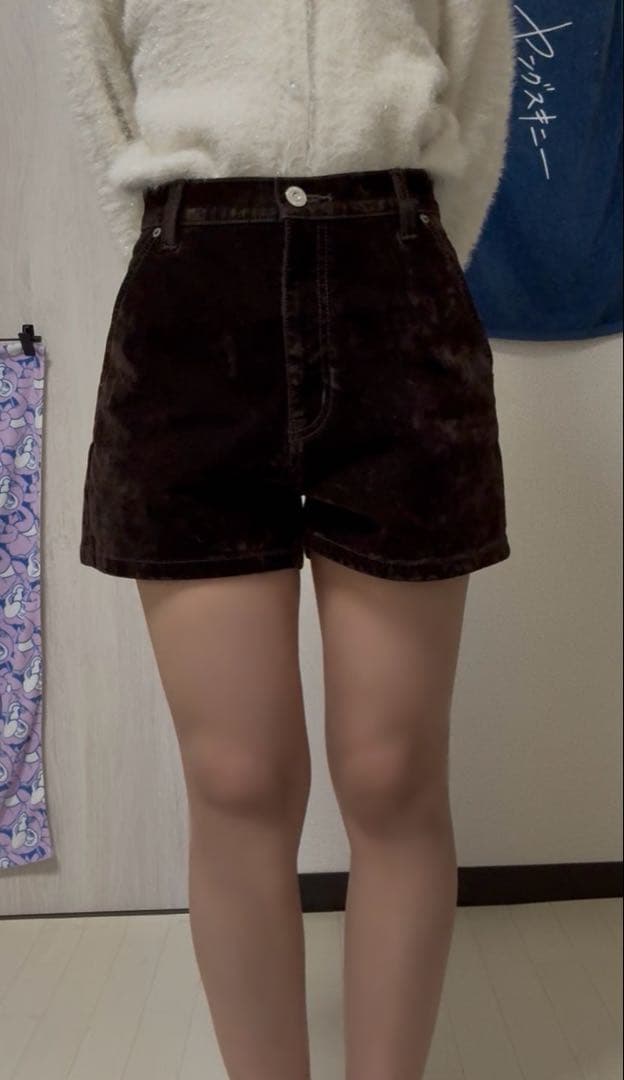 MOUSSY VELVET MICRO ショートパンツ ブラウン タグ付き