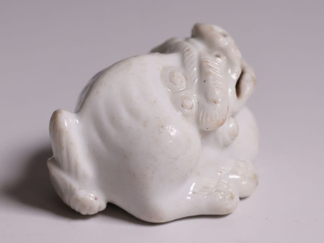 時代 堤物 陶製 獅子 根付 【MA863】