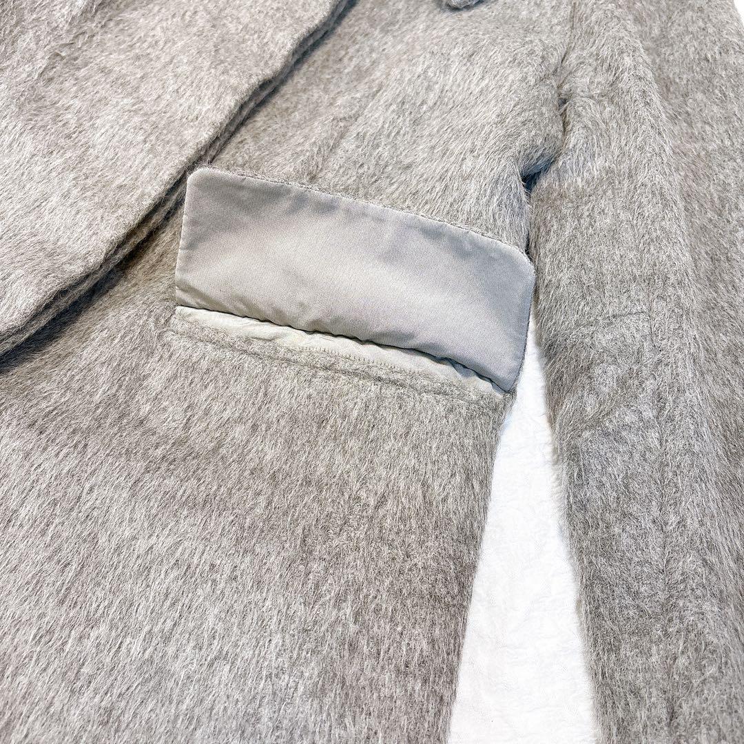 極美品✨MaxMara 最高級白タグ　アンゴラシャギーロングコート　グレー