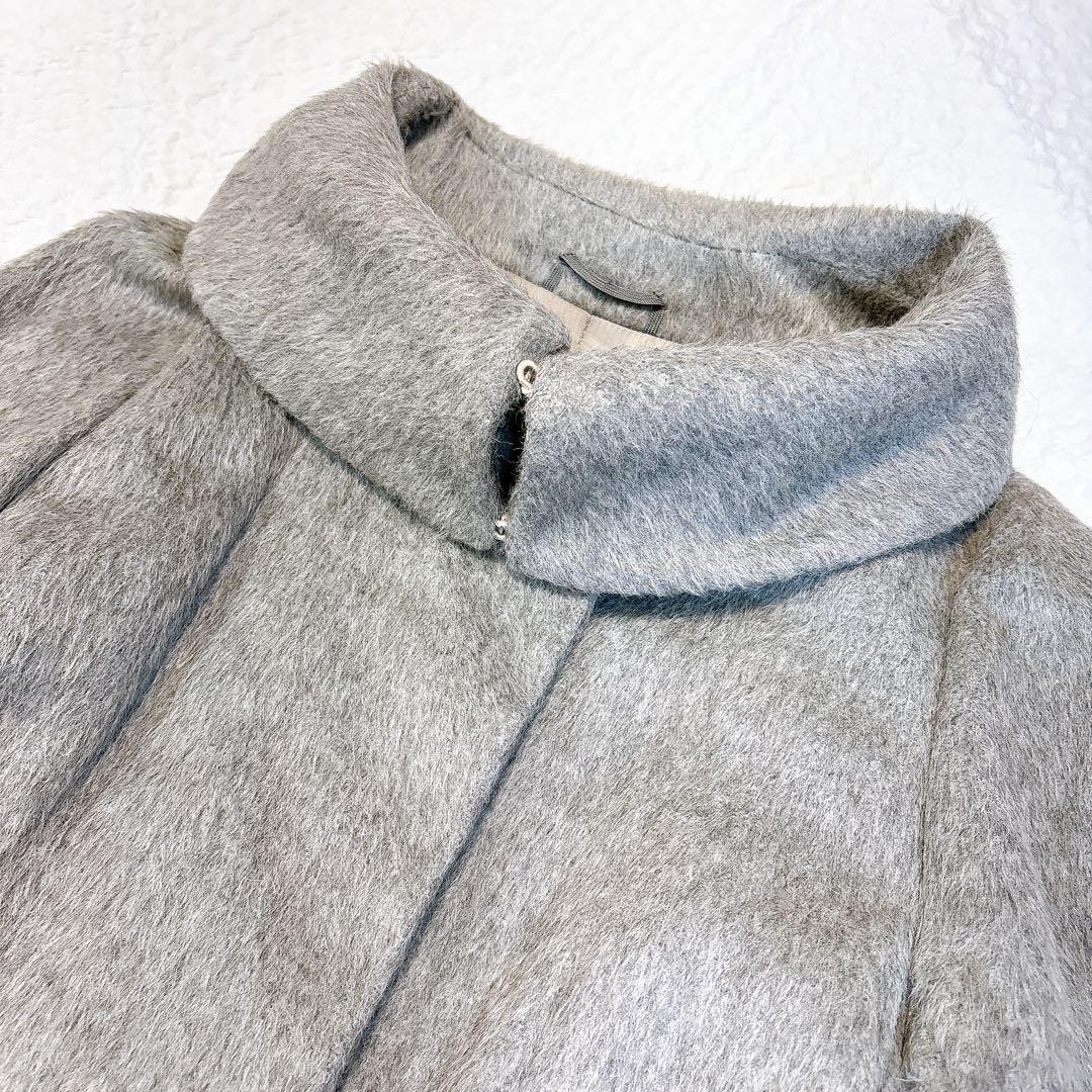 極美品✨MaxMara 最高級白タグ　アンゴラシャギーロングコート　グレー