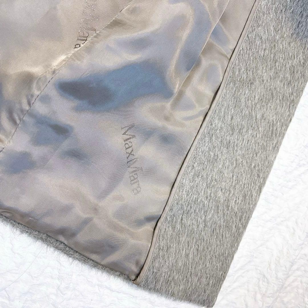 極美品✨MaxMara 最高級白タグ　アンゴラシャギーロングコート　グレー