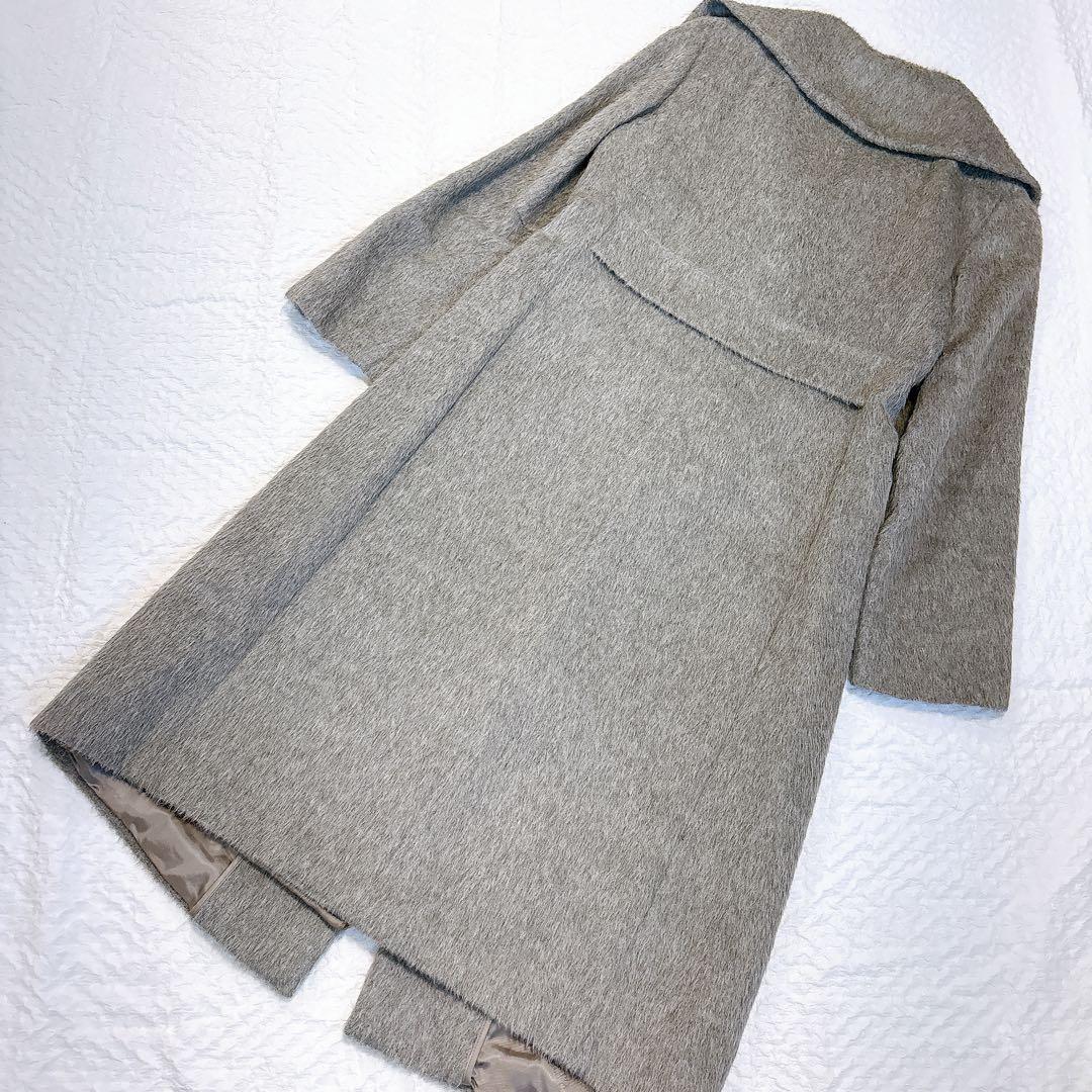極美品✨MaxMara 最高級白タグ　アンゴラシャギーロングコート　グレー