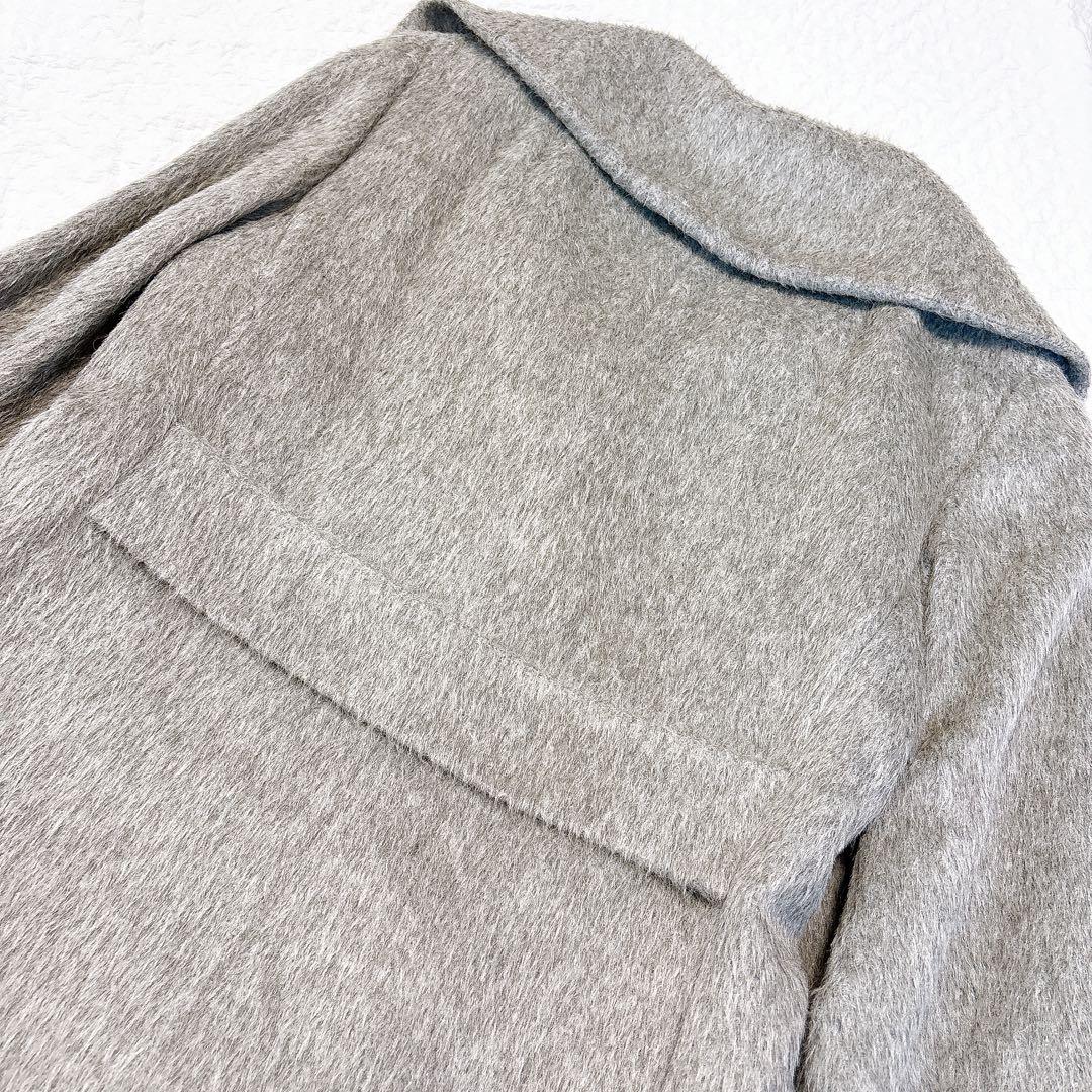 極美品✨MaxMara 最高級白タグ　アンゴラシャギーロングコート　グレー