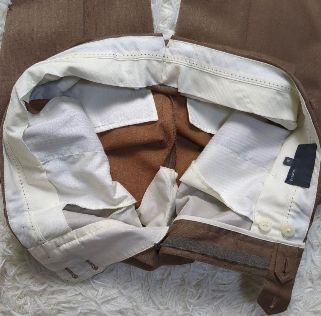 【最終価格】MORLES セットアップ ストライプスーツ ブラウン