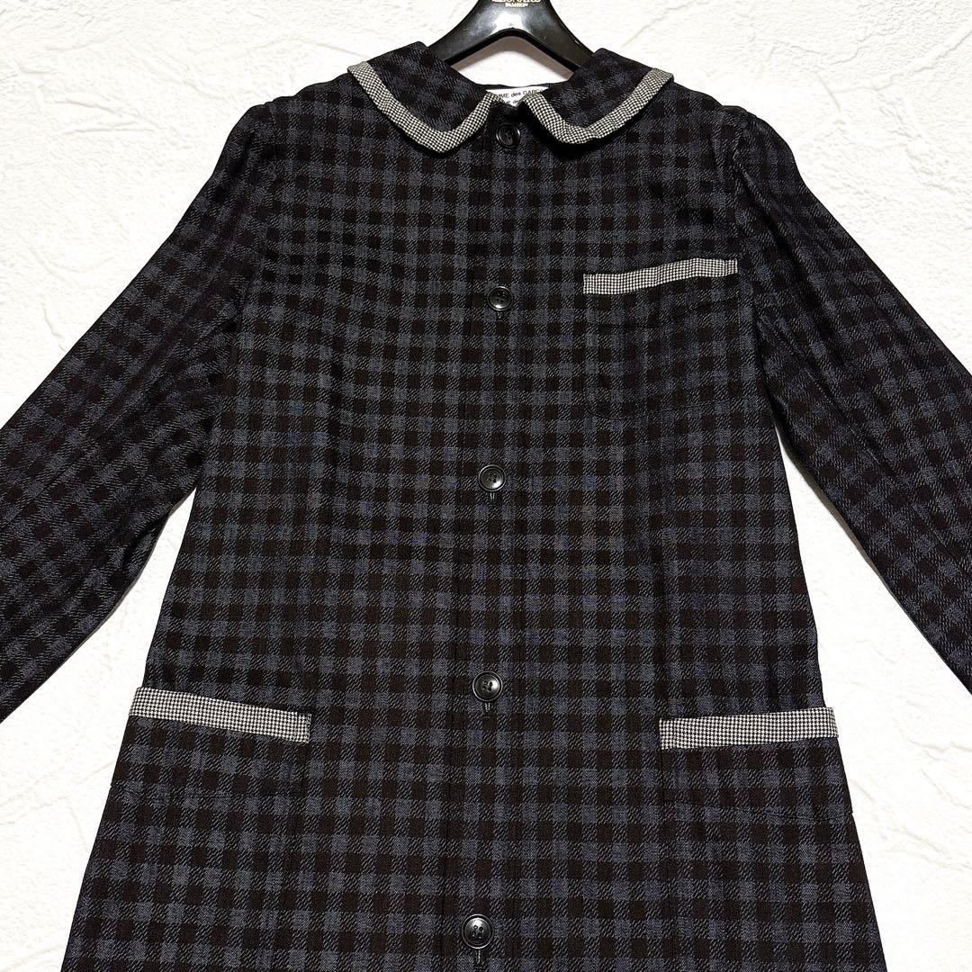 ✨美品✨コムデギャルソン　スプリングコート　丸襟　チェック　フランス製