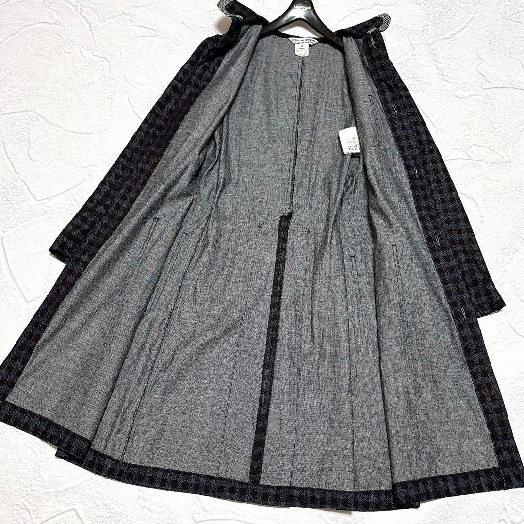 ✨美品✨コムデギャルソン　スプリングコート　丸襟　チェック　フランス製